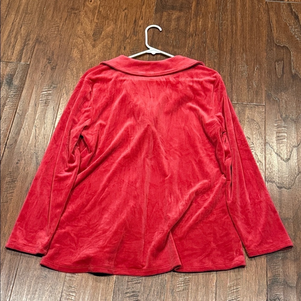 Alfred Dunner Vibrant Velvet Material Red Women's Jacket - Picture 8 of 9